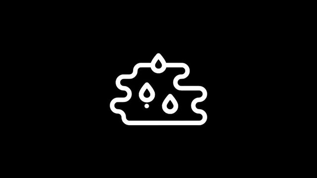 Abstract white blob with water drops on black background, minimalist graphic design
