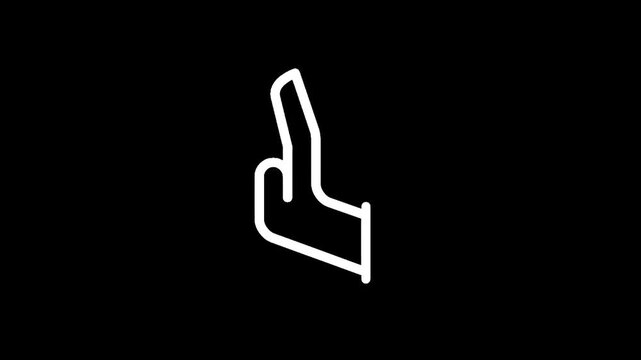 Minimalist white outline of a hand showing the middle finger against a black background