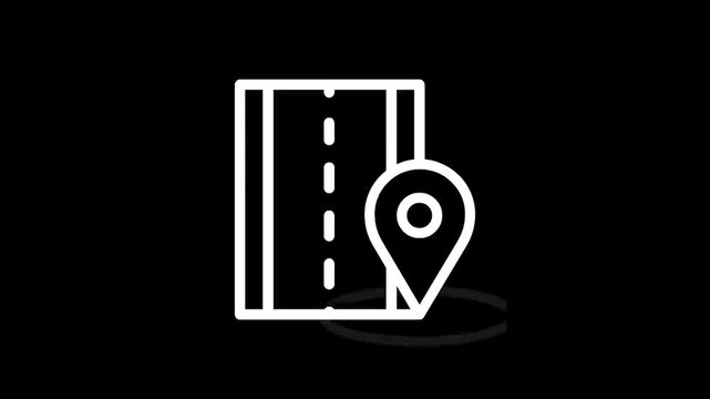 Navigation icon with road and map pin, representing travel and location services