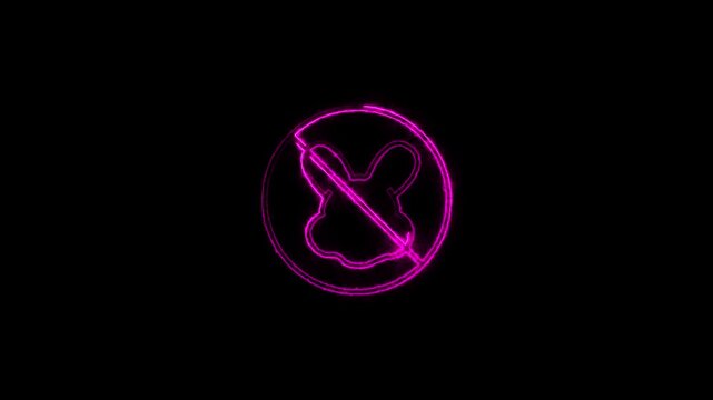 Pink Neon Cruelty Free and No Animal Testing Sign Animation on Black Background