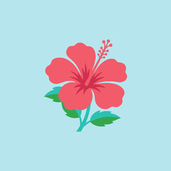 A vibrant pink hibiscus flower illustration on a blue background © Jamison