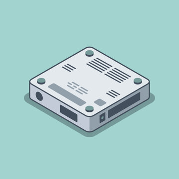 Isometric illustration of a modern mini computer device