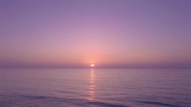 Peaceful Purple Sunset over Calm Ocean 4K Generative AI