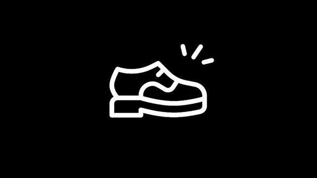 Clean white line art icon of a classic oxford shoe on a black background
