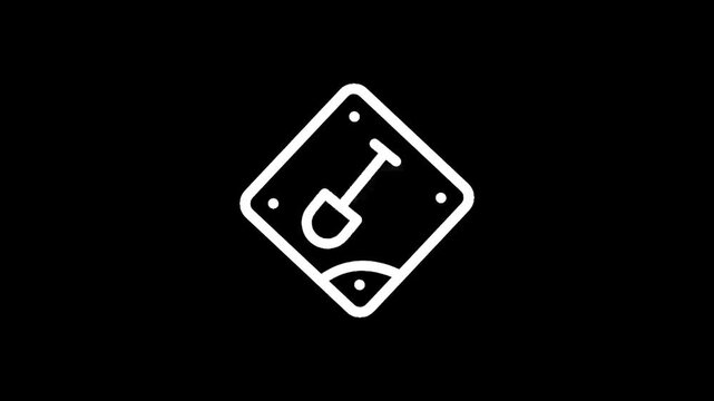 Diamond shaped construction sign with shovel icon symbolizing building and development
