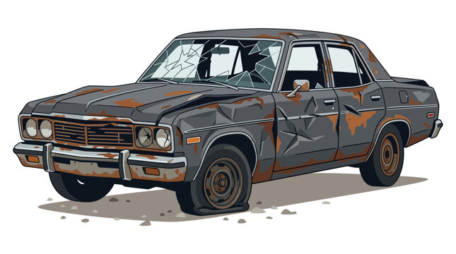 Old Car with Graffiti.