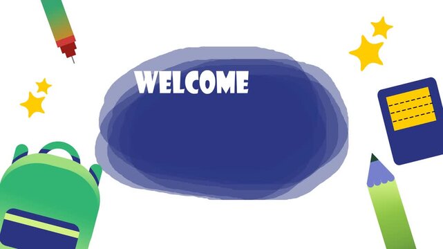 Welcome Back to School Animation &ndash; Student Learning and School Supplies