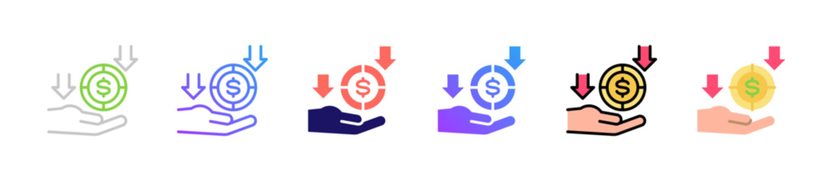 Income Inflow Icons in Multiple Styles
