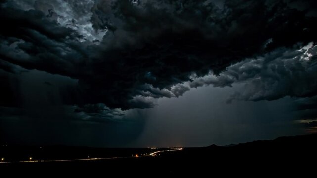 Dramatic lightning flash during a powerful night storm
