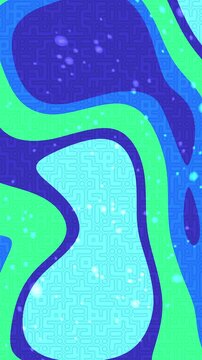 Abstract background with flowing blue and green liquid shapes and subtle glowing particles.