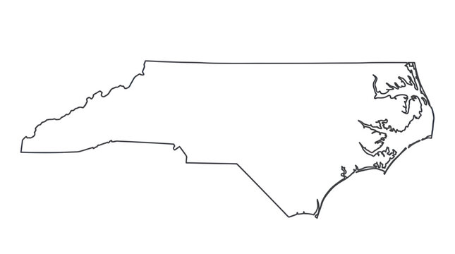 North carolina state map outline in minimalist black line style