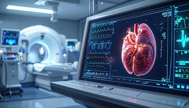 Advanced Medical Imaging Technology Displaying Human Heart Anatomy.