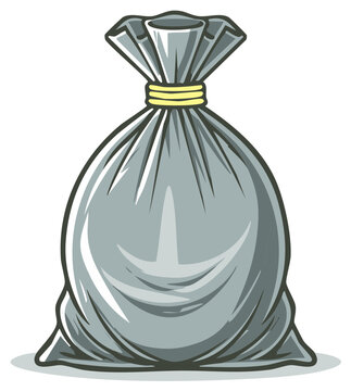 Grey canvas sack tied with yellow string for storing goods or keeping secrets
