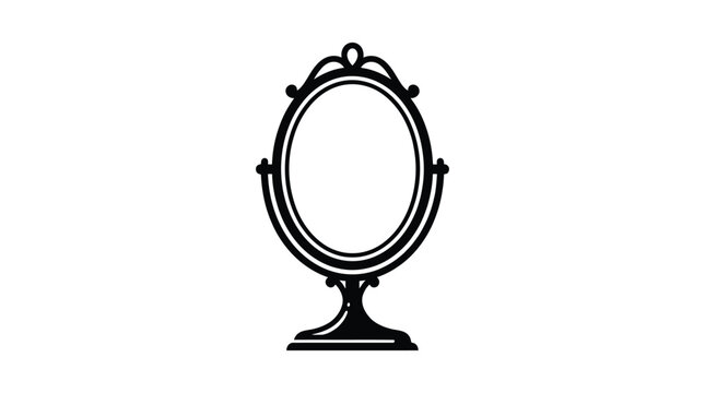 Ornate vanity mirror silhouette on a white background