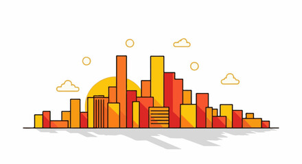 Fototapeta premium Colorful cityscape with abstract buildings