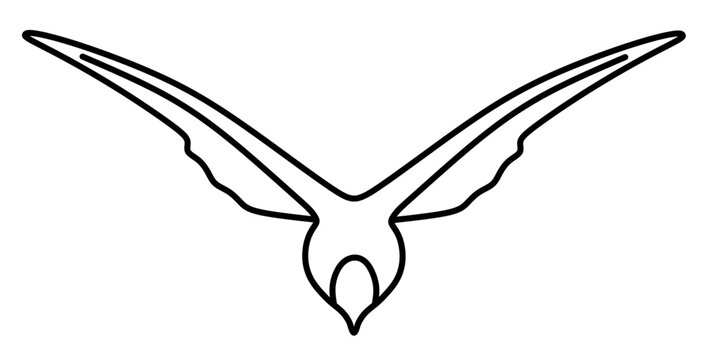 Minimalist line art illustration of a flying swallow bird