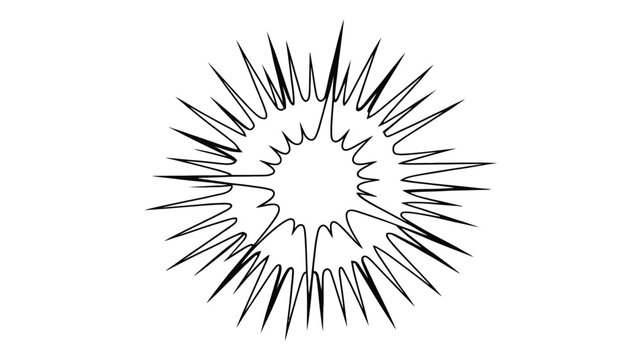 Comic style radial impact burst effect, explosive manga speed lines, dynamic anime action background element, black radial explosion burst, isolated transparent background