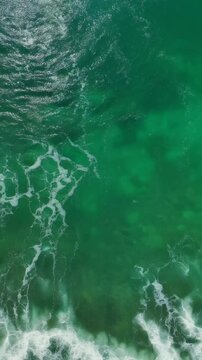 Emerald green ocean waves aerial view 4K Generative AI