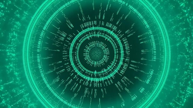 Digital tunnel with green binary code