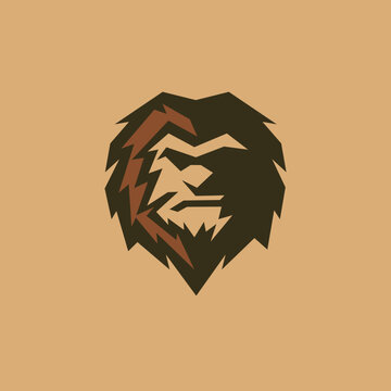 a bigfoot sasquatch head facing forward logo