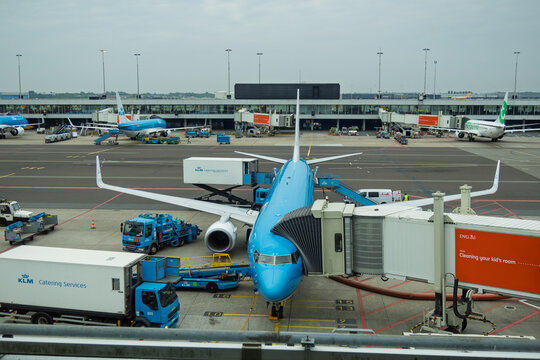 KLM Royal Dutch Airlines passenger jet at Schiphol Airport