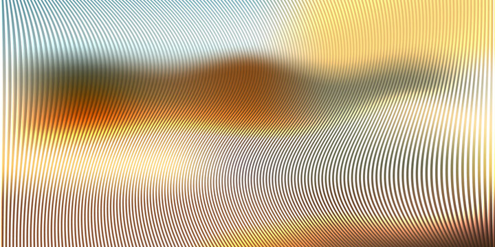 Abstract background, with vertical wavy, lines overlaying a, blurred gradient of, gold, orange, and, soft blue colors, moire pattern effect