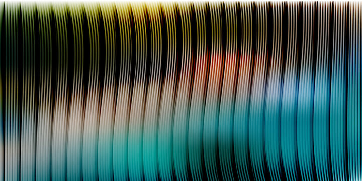 Abstract background, with vertical wavy, lines, gradient color, transitions from yellow, to orange and, blue, rhythmic striped, pattern texture