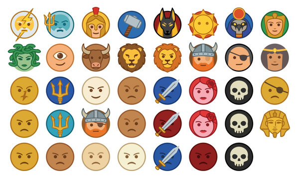 Greek Gods and Mythology Colorful Icons