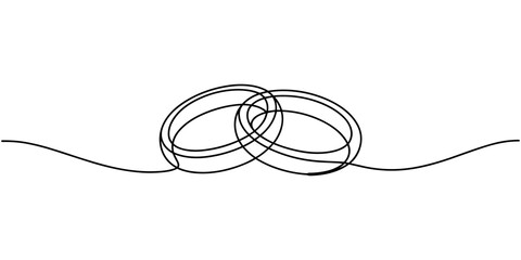 Obraz premium Two black intertwined rings on a white background wedding rings engagement rings marriage love relationship