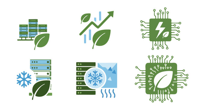 Renewable Energy and Green Computing Icons