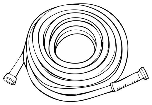 Coiled garden hose with nozzle outline