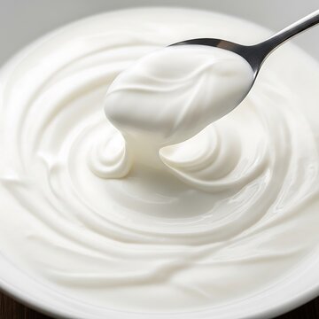 Close up of swirling milk in a glass pitcher.