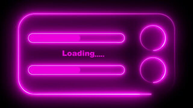 Futuristic neon pink loading bar animation with progress indicator on dark background