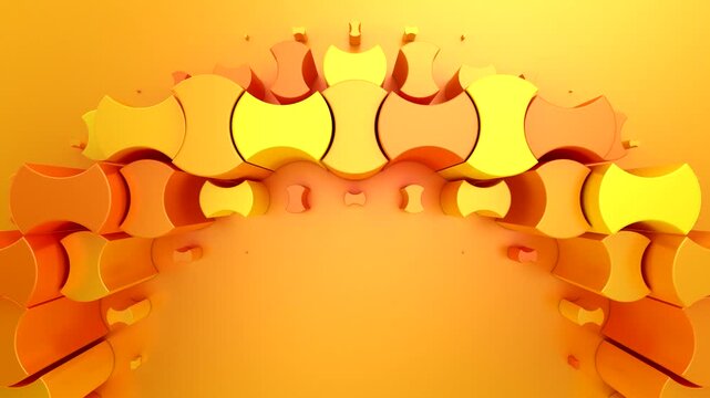 Geometric Shapes Form a Wave. Abstract motion, two color, 3d rendering, 4k resolution
