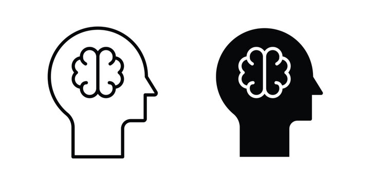 Human head with the brain icon