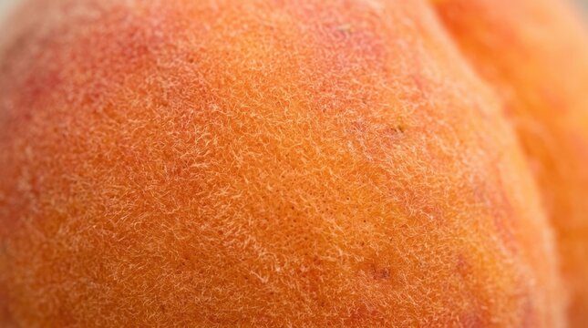 Extreme Macro Close Up of Fresh Peach Skin Texture Showing Fuzzy Surface Details for Organic Food Backgrounds and Healthy Nutrition Concepts