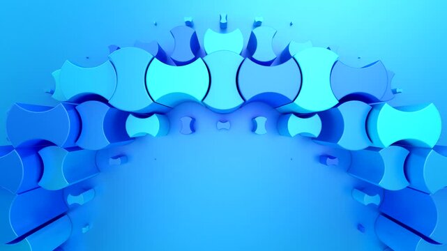 Geometric Shapes Form a Wave. Abstract motion, two color, 3d rendering, 4k resolution
