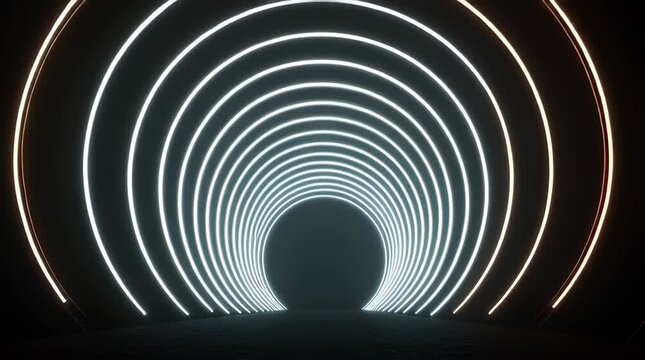 Abstract Tunnel Made of Glowing Rings, Stock Video Footage