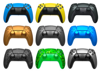 Collection of gaming controllers isolated on white background with clipping path © Vasyl Onyskiv