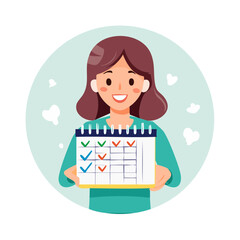 Woman holding checklist in flat illustration style