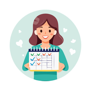 Woman holding checklist in flat illustration style