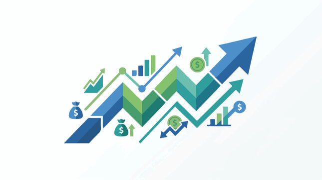 A colorful infographic featuring various financial and statistical graphics