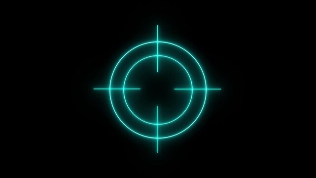 Abstract neon target icon animation. Military training, Military target icon concept animation. Glowing Crosshair, gun aim, sniper target. 4k. 