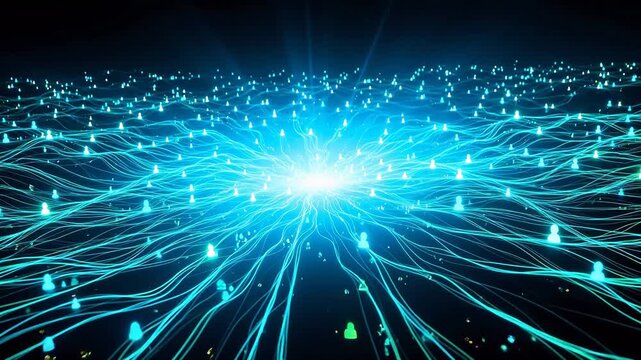 Abstract digital network with glowing connections