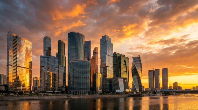 sunset over the city