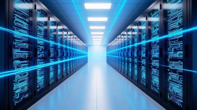 server room with blue lights