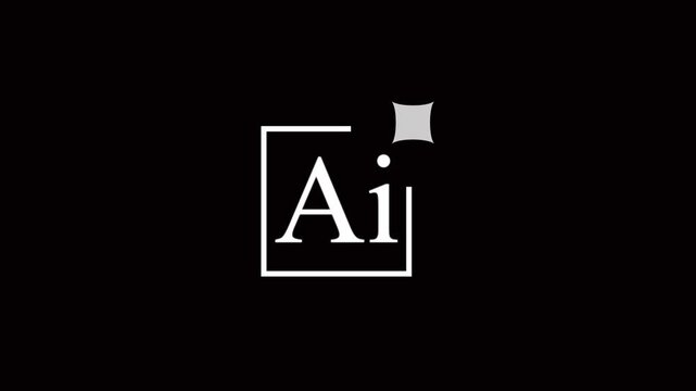 Abstract clean and modern AI design icon. Ideal for representing digital creativity concept loop. 4k video.