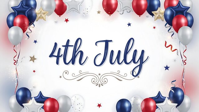 Fourth of july celebration background with patriotic balloons stars and american independence day theme