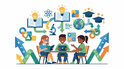 Fototapeta premium A colorful illustration of students learning