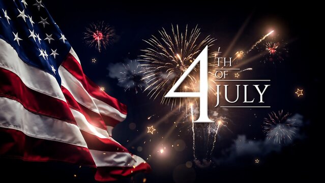 Fourth of july celebration with american flag fireworks and patriotic independence day background